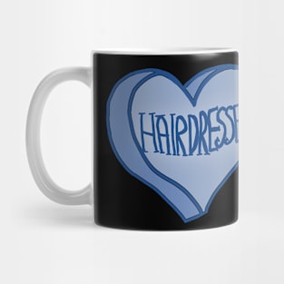 Blue Hairdresser Love Heart Mug